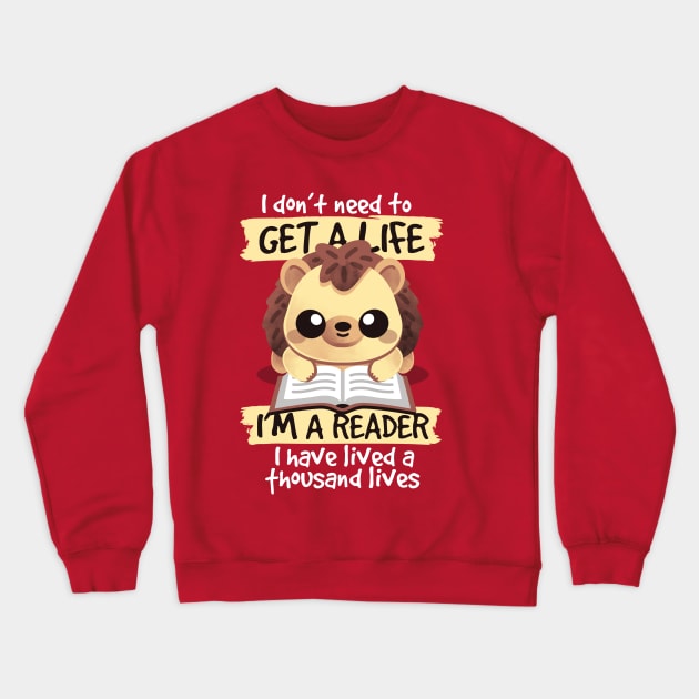 reader hedgehog Crewneck Sweatshirt by NemiMakeit